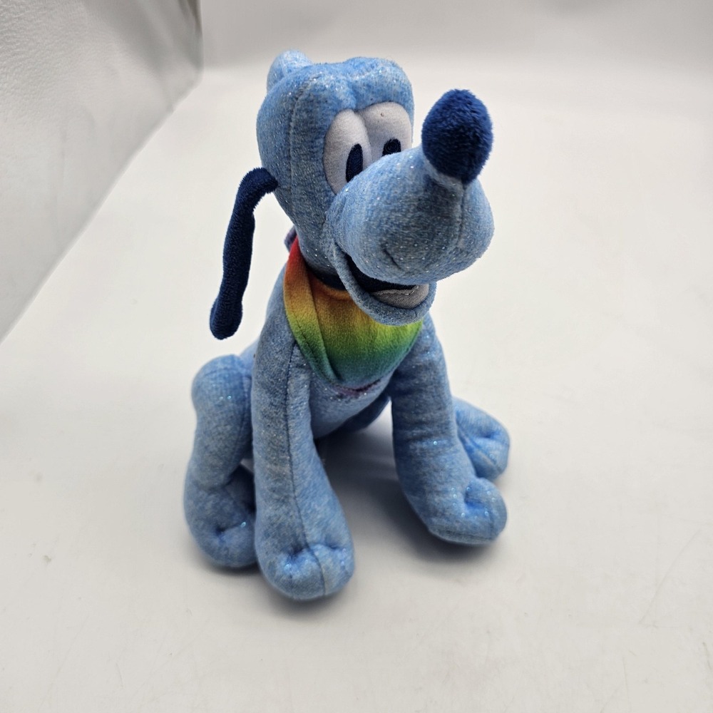 Disney Rainbow Collection Pluto Plush Stuffed Animal Toy Small Blue Dog